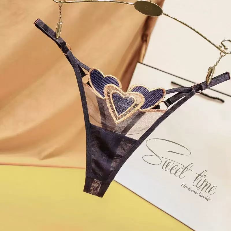 Adjustable Heart Embroidery G-String Panty for Women