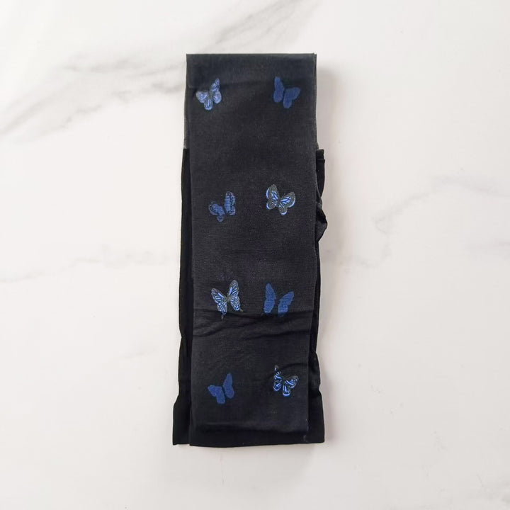 Blue Butterfly Pattern Sheer Tights – Elegant Transparent Pantyhose