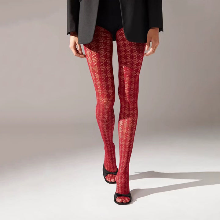Floral Lace Pattern Fishnet Pantyhose