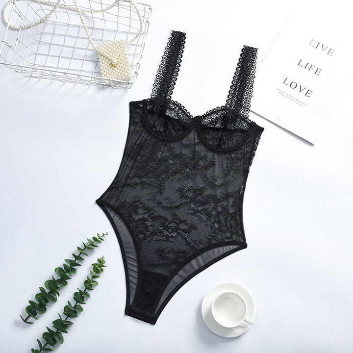 Lace Bodysuit – Sheer Corset-Inspired Underwire Shapewear One Piece