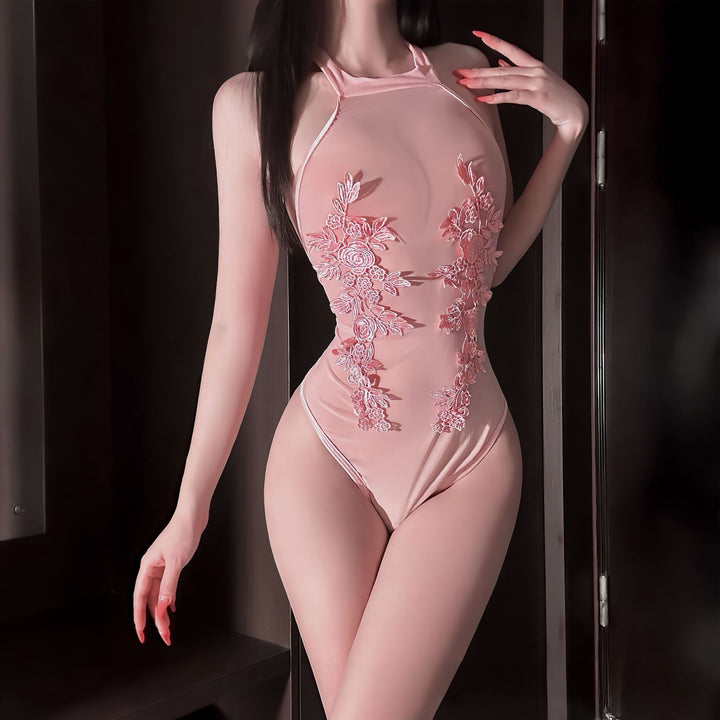 Elegant Sheer Embroidered Lace Bodysuit