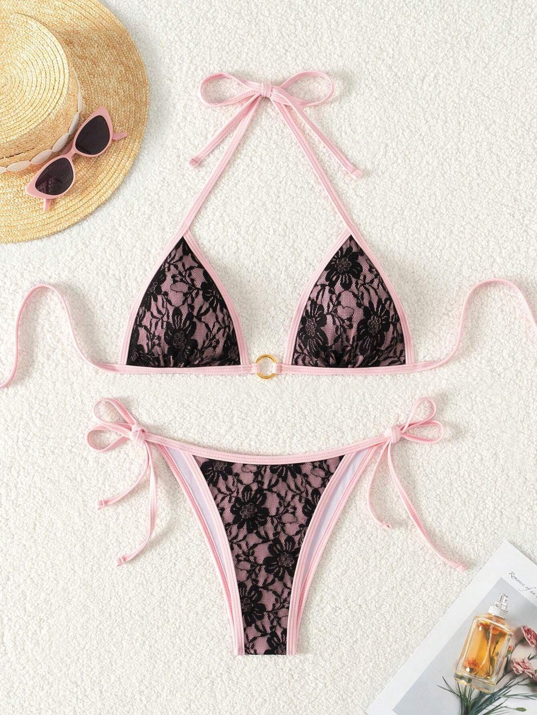 Floral Lace Bikini Set – Sexy Feminine Two Piece Swimsuit