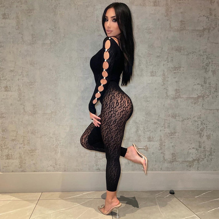 Leopard Mesh Bodystocking – Sexy See-Through One-Piece Lingerie for Women