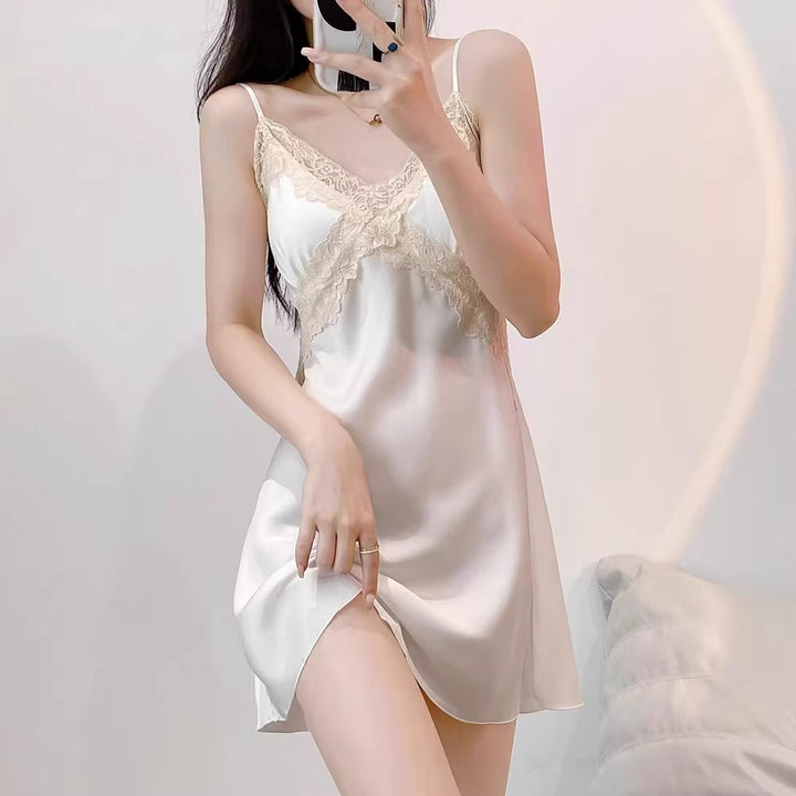 Silky Lace Trim Nightdress