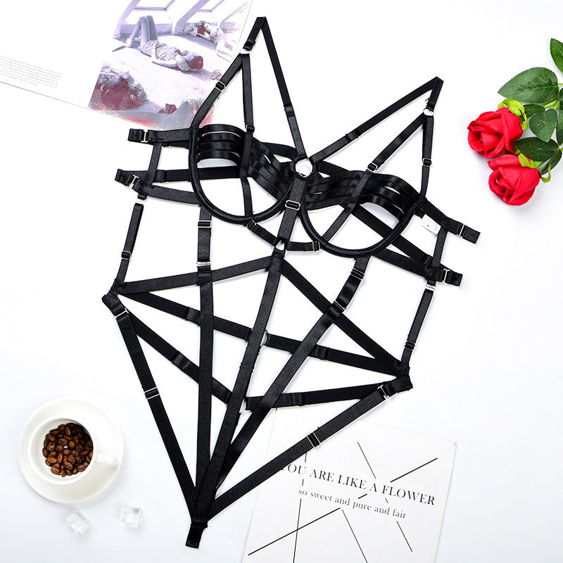 Strappy Harness Bodysuit – Sexy Cut-Out Adjustable Strap Lingerie One Piece