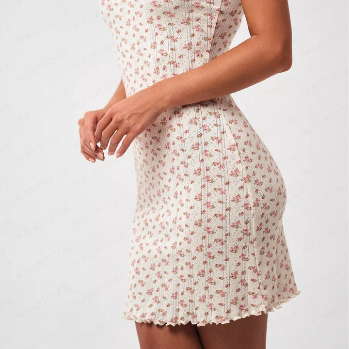 Floral Spaghetti Strap Nightdress – Sexy Slim Fit Mini Sleep Dress for Women