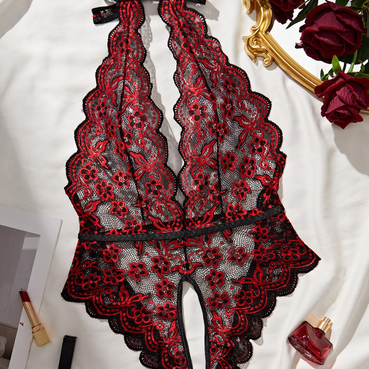 Floral Lace Halter Bodysuit