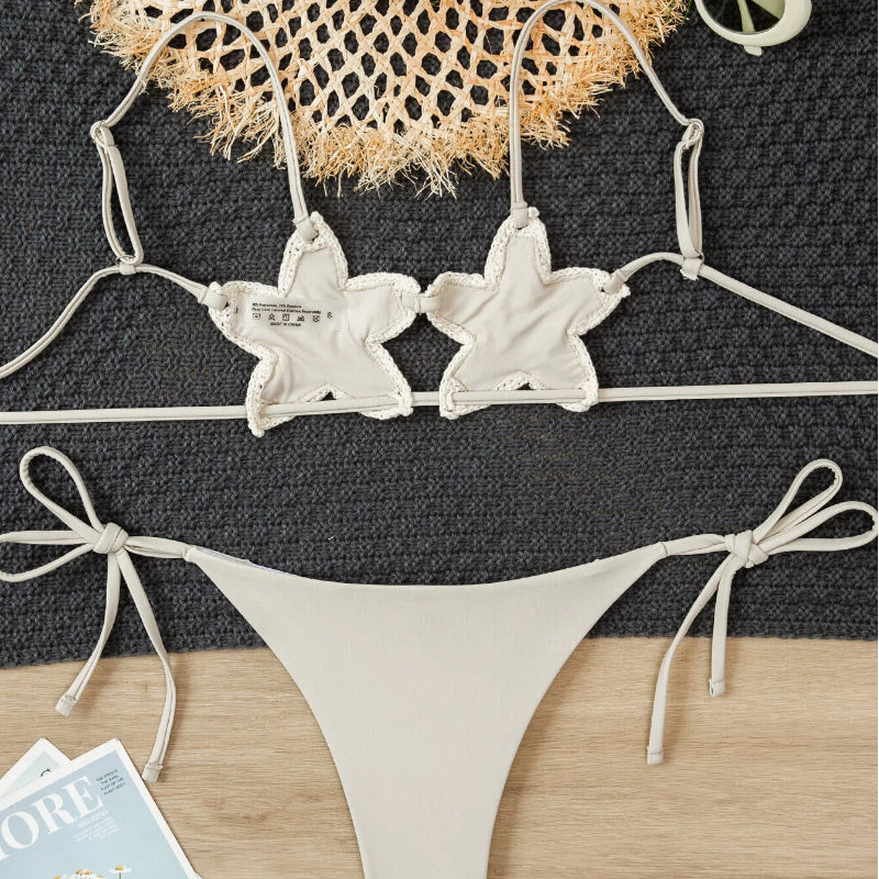 Starfish Crochet Bikini Set – Handmade Look Tie-Side Two Piece Swimsuit
