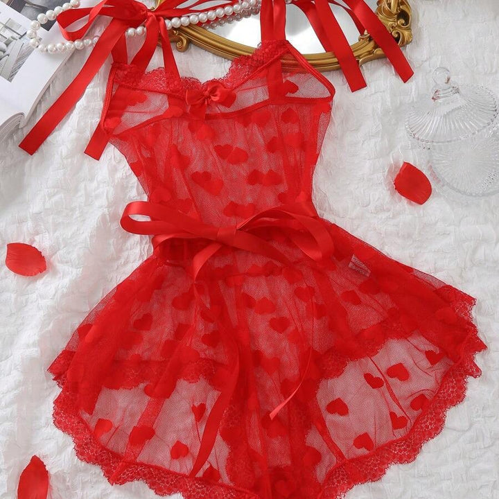 Heart Mesh Babydoll Lingerie