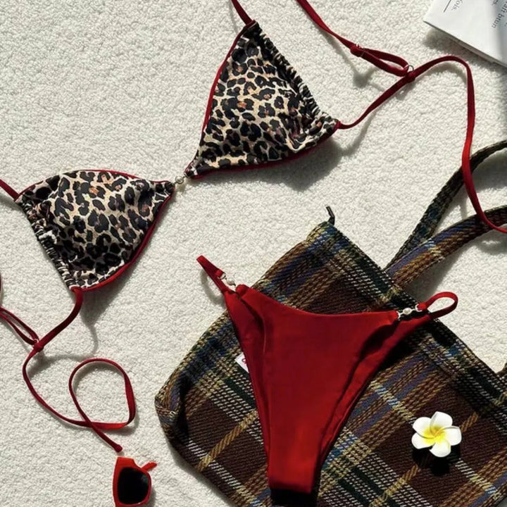 Leopard Print Sexy 2-Piece Lingerie Set – Wild Leopard Bra & Thong for Women