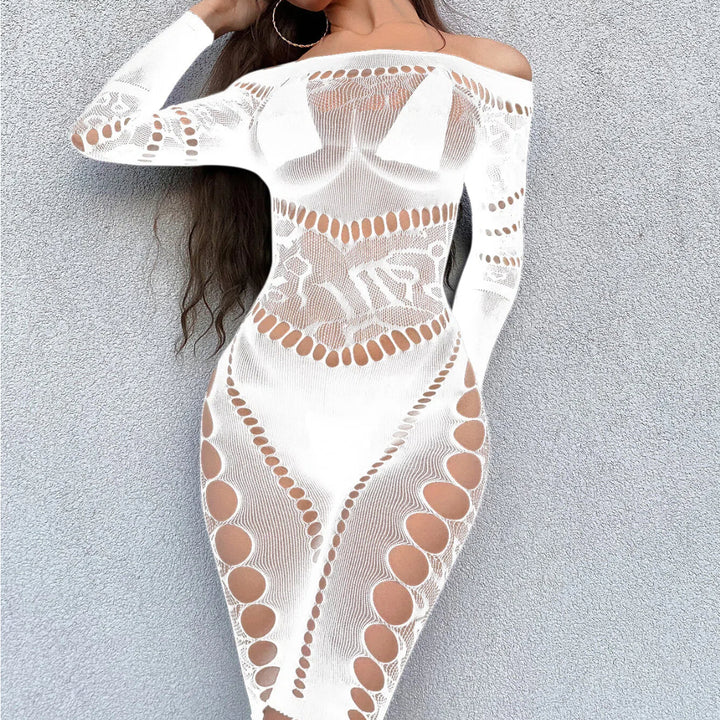 Sexy Fishnet Long Sleeve Bodysuit Dress