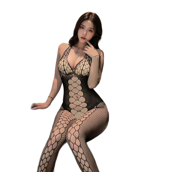 Full-Body Fishnet Bodysuit Stockings — Stretch Mesh One-Piece Tights