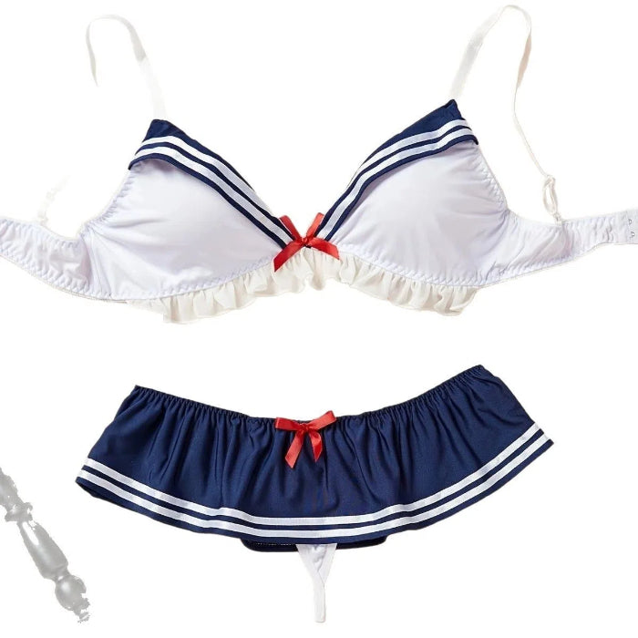 Sexy Sailor Costume Lingerie Set – 3-Piece Navy Style Bikini Uniform for Roleplay