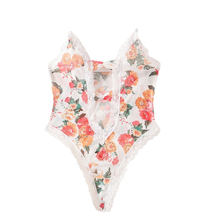Floral Lace Sheer Teddy Bodysuit