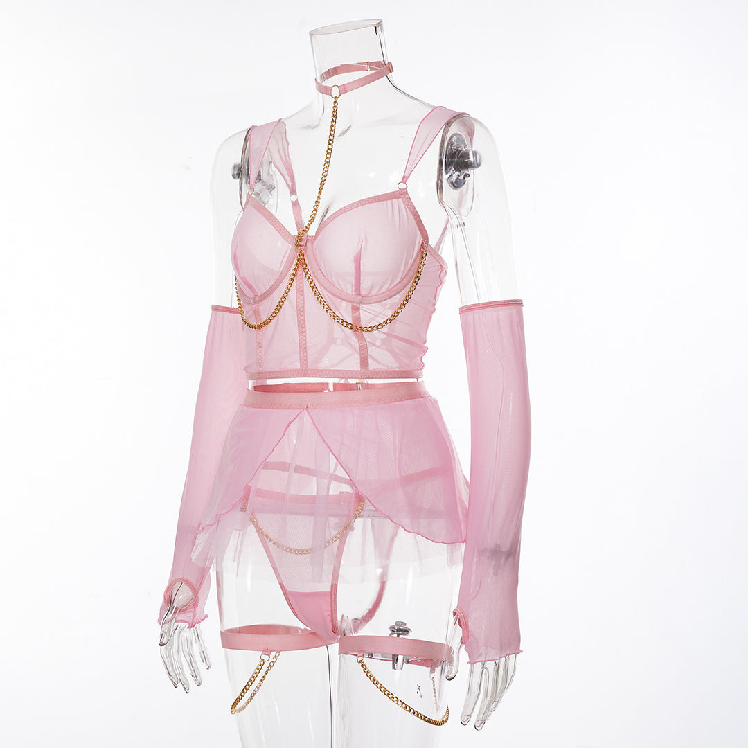 Sweet Pink Mesh Lingerie Set