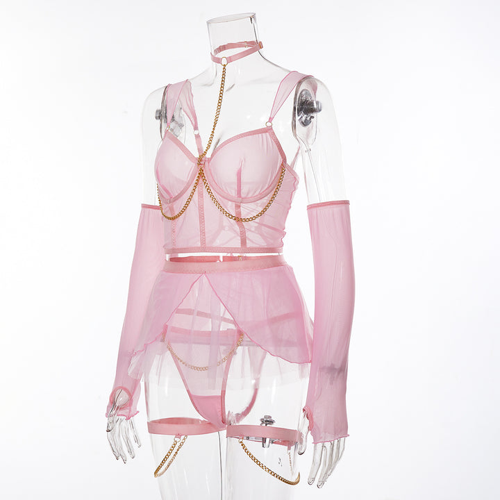 Sweet Pink Mesh Lingerie Set