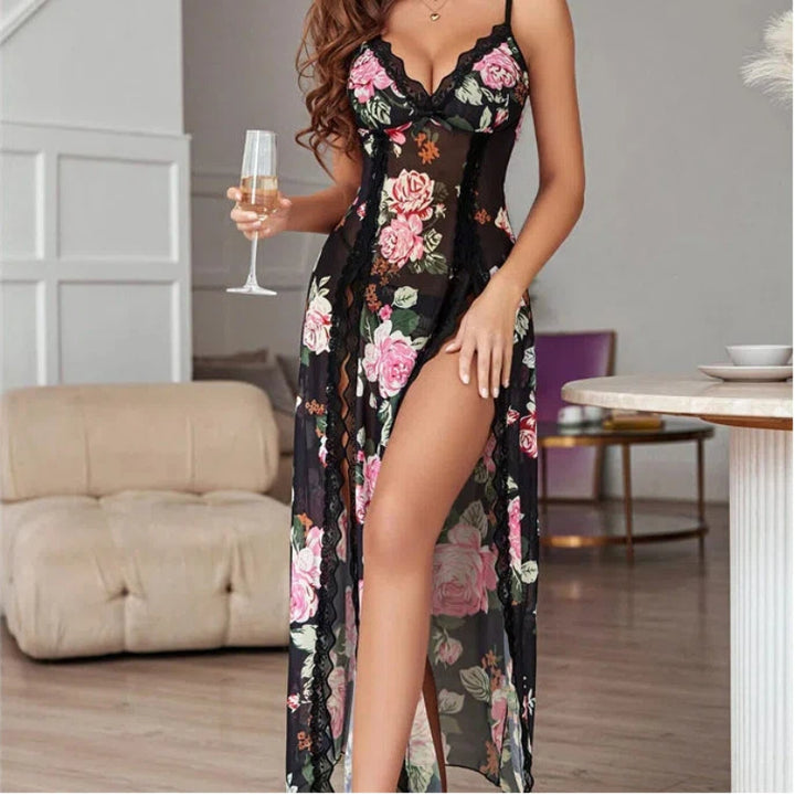 Lace Floral Split Maxi Dress