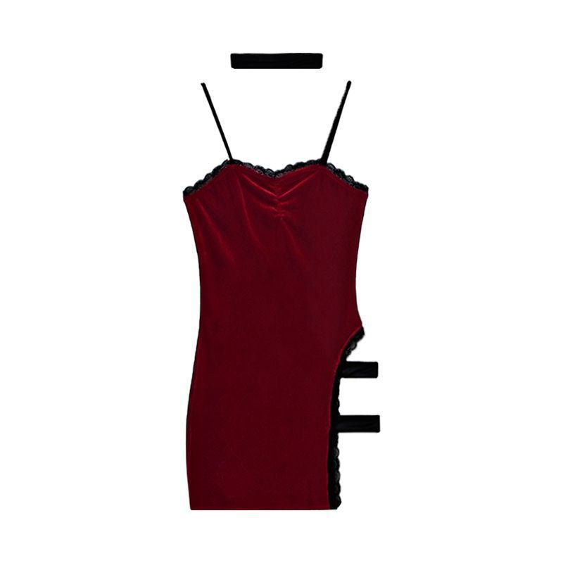 Velvet Cutout Lingerie Bodysuit – Sexy One-Piece Velvet Teddy with Strappy Details