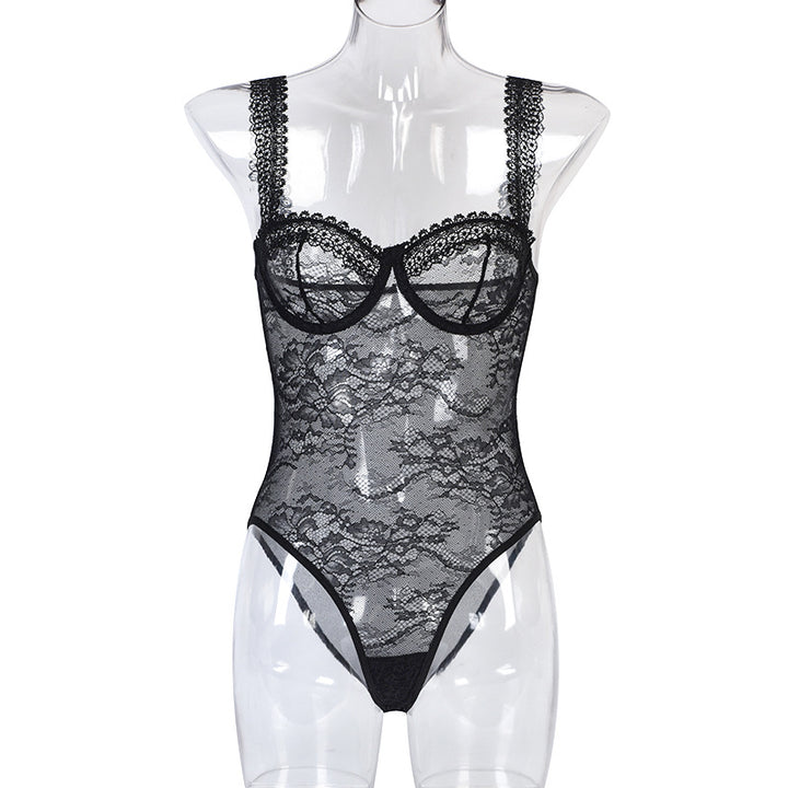 Elegant Sheer Lace Bodysuit – Underwire One-Piece Lingerie