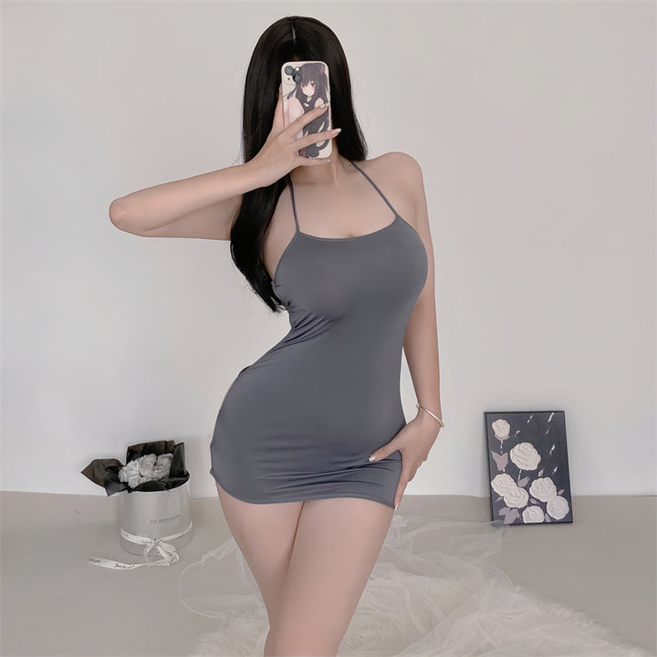 Sexy Strappy Bodycon Mini Dress – Side Cutout Ruched Sleeveless Lingerie Dress