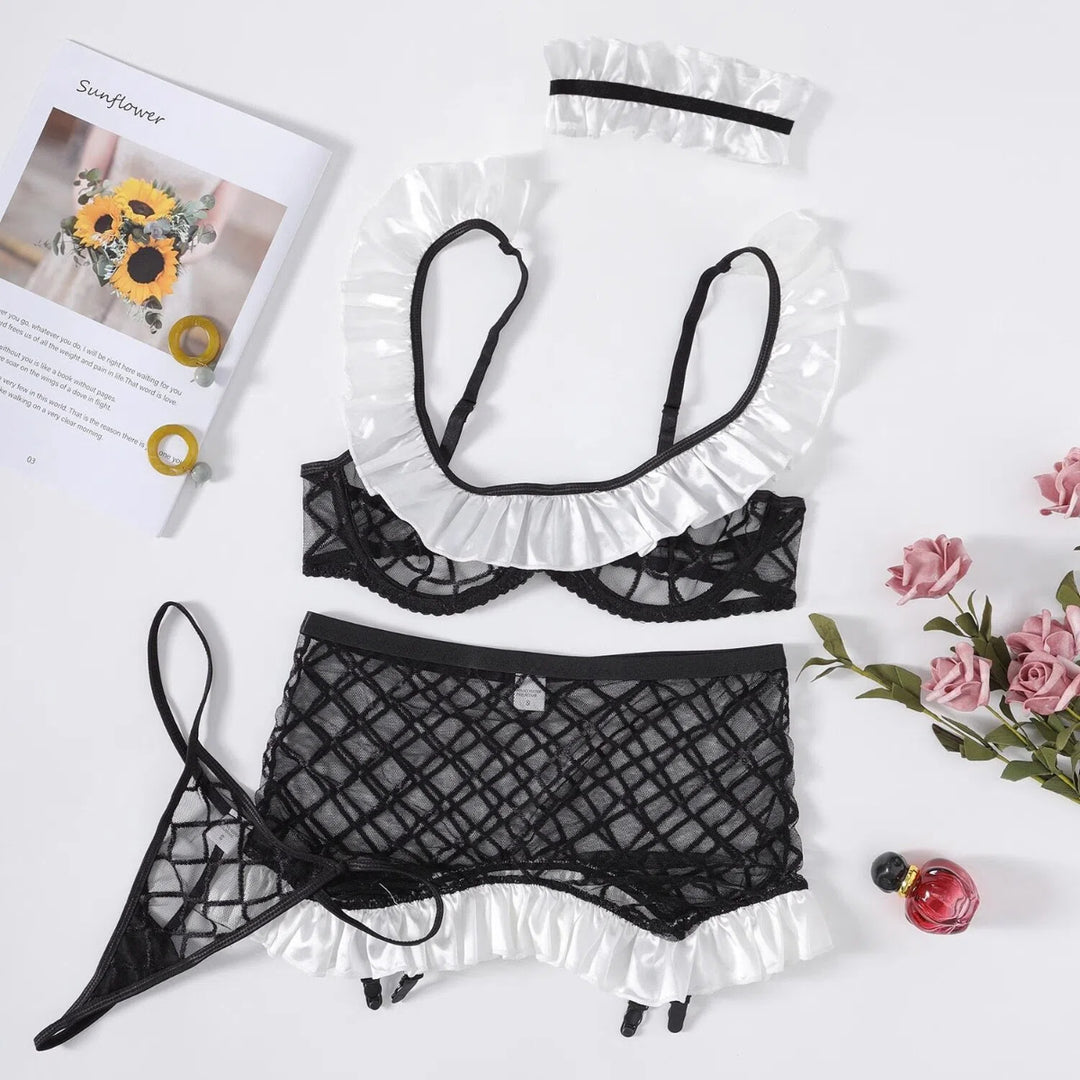 Sheer Mesh Maid Lingerie Set