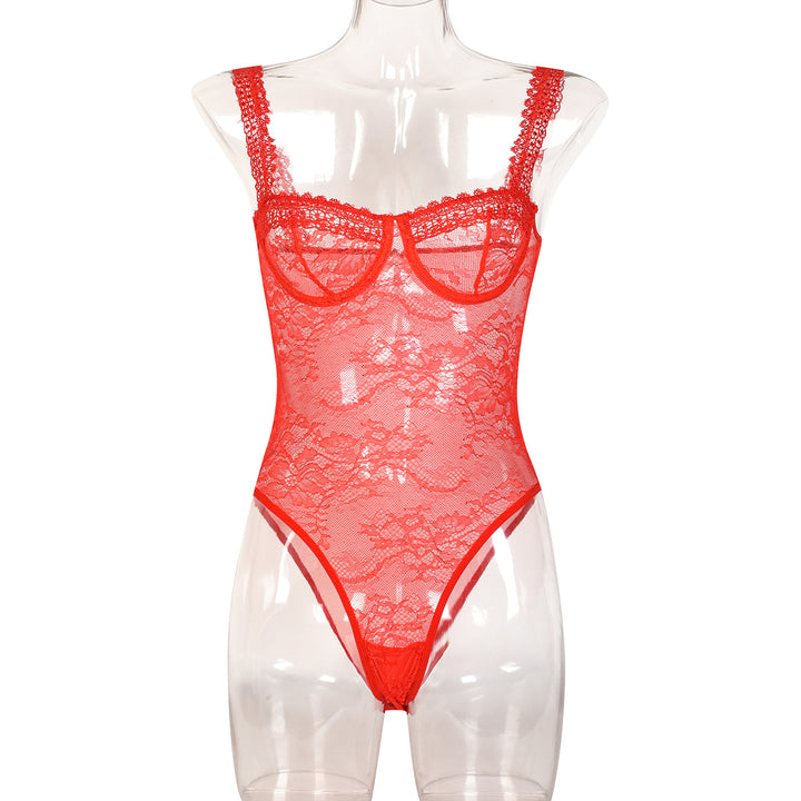 Elegant Sheer Lace Bodysuit – Underwire One-Piece Lingerie