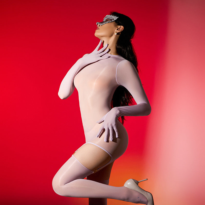 Glossy 5D Sheer Bodystocking – Seamless Full-Body Shiny Lingerie