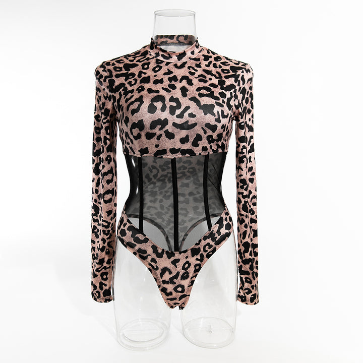 Wild Desire – Leopard Mesh Patchwork Shaping Bodysuit