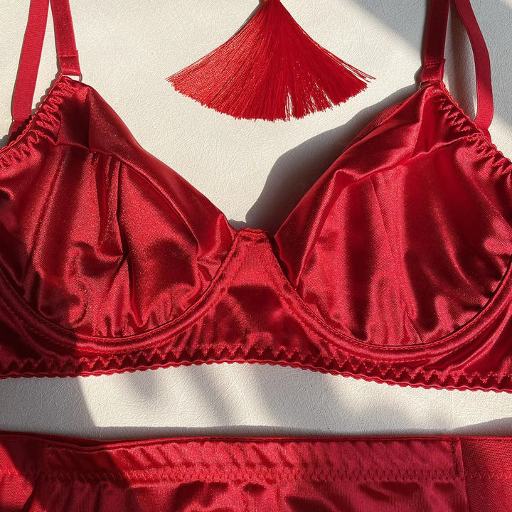 Noir Satin Desire Lingerie Set