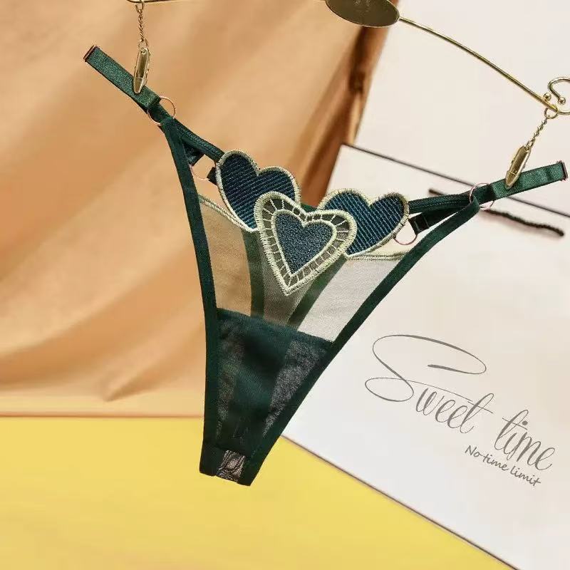 Adjustable Heart Embroidery G-String Panty for Women