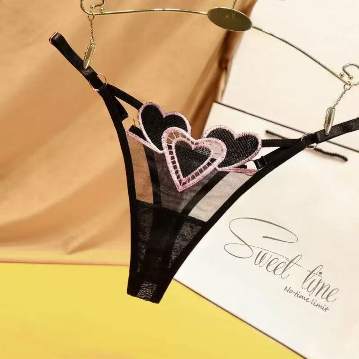 Adjustable Heart Embroidery G-String Panty for Women