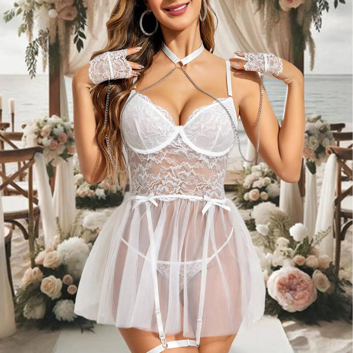 Sheer Mesh Split Front Nightdress