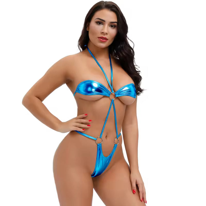 Sexy Metallic Strappy Lingerie Set