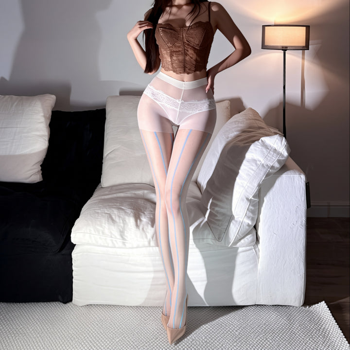 Sheer Chevron Back Seam Pantyhose – High Stretch Tights for Elegant & Fashion Styling