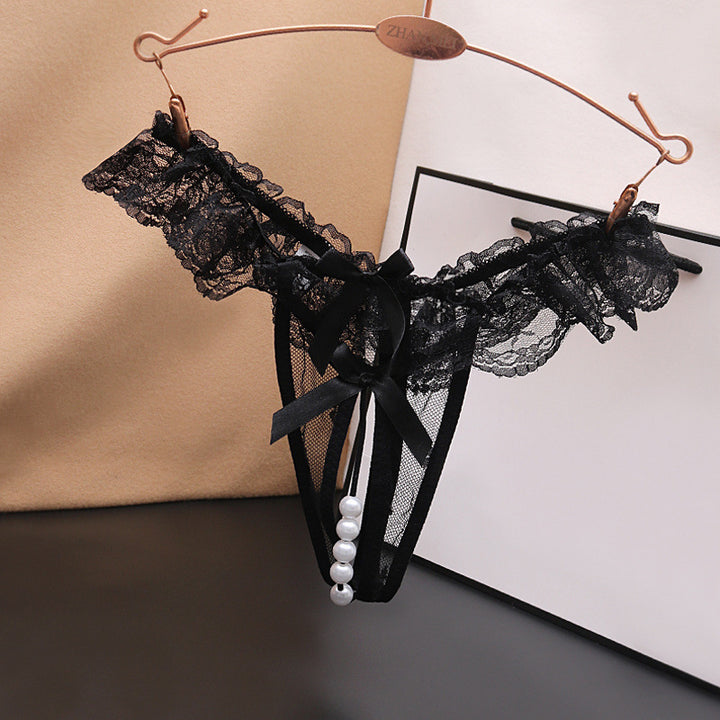 Pearl Detail Thong – Open Design Minimal Sexy Lingerie