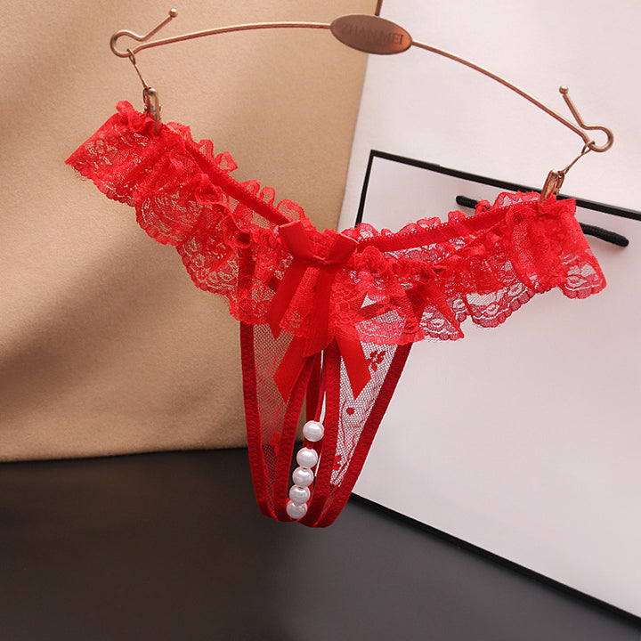 Pearl Detail Thong – Open Design Minimal Sexy Lingerie