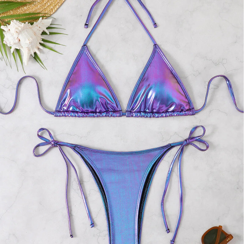 Minimal Triangle Bikini Set – Sexy Tie-Side Two-Piece Swimsuit