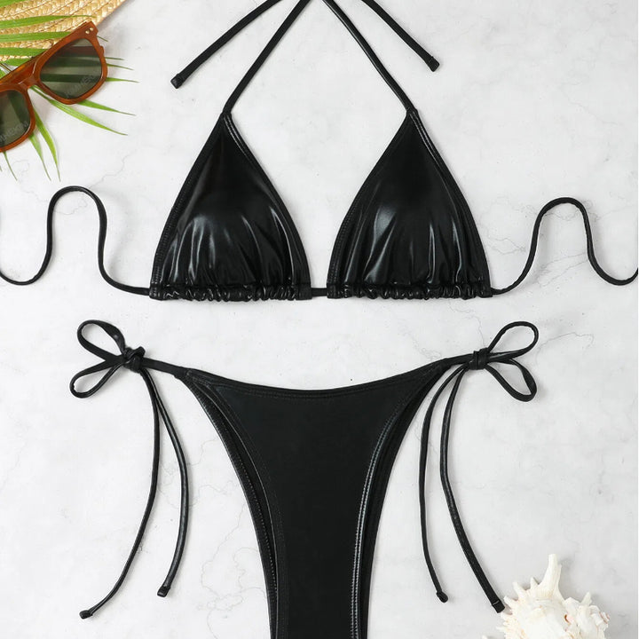 Minimal Triangle Bikini Set – Sexy Tie-Side Two-Piece Swimsuit