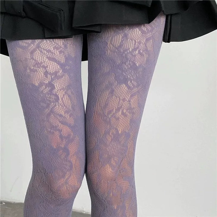 Vintage Lace Floral Pattern Sheer Pantyhose