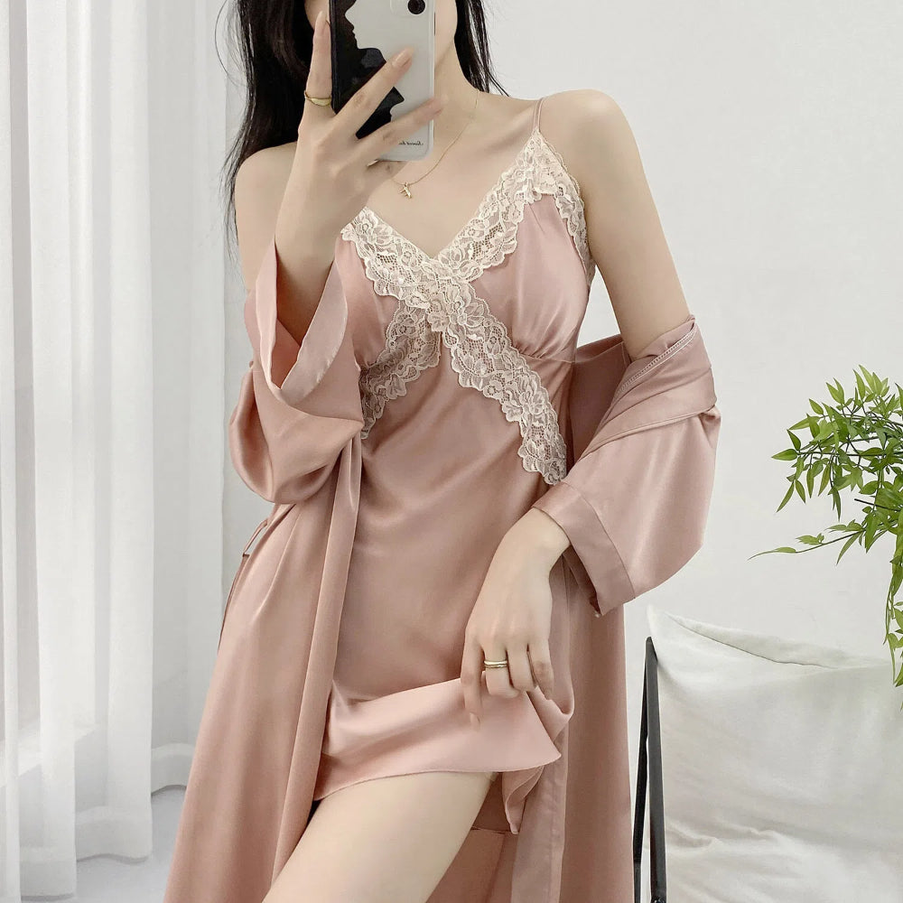 Silky Lace Trim Nightdress